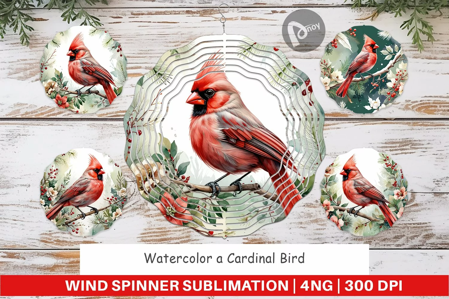 Wind Spinner Watercolor Cardinal Bird product image 1