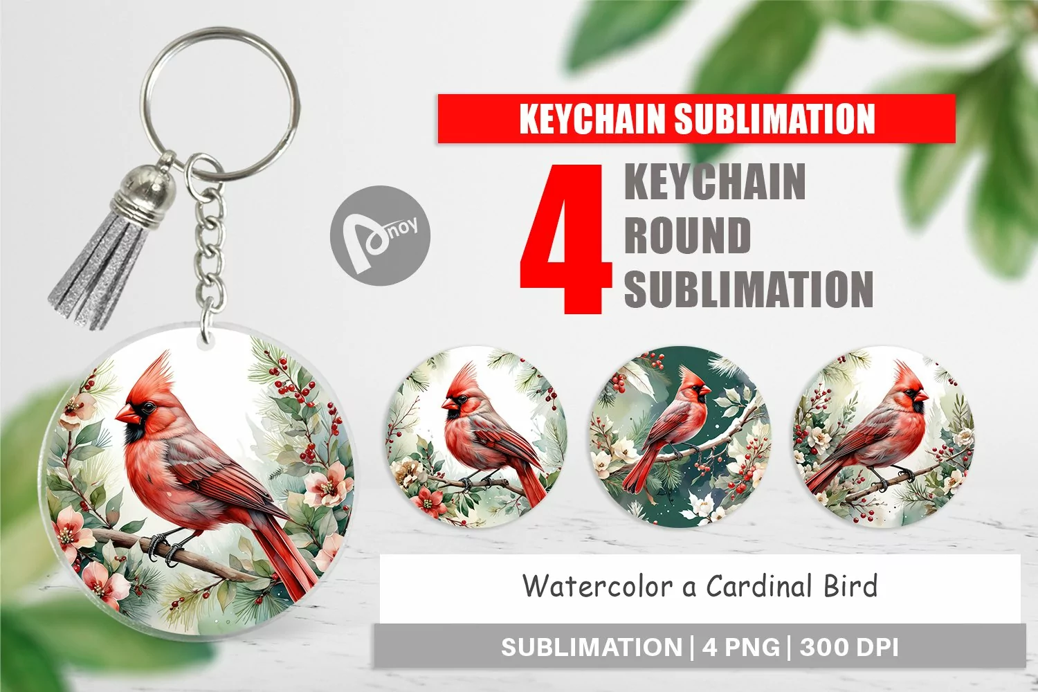 Keychain Watercolor Cardinal Bird product image 1