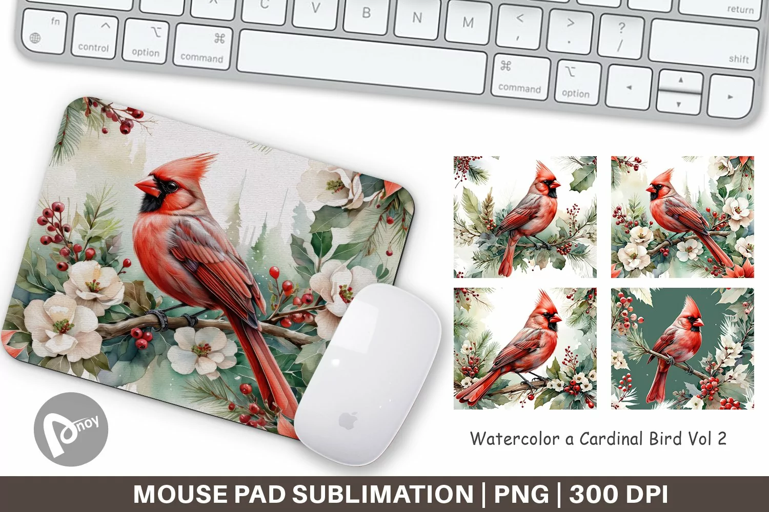 Mouse Pad Watercolor Cardinal Bird product image 1