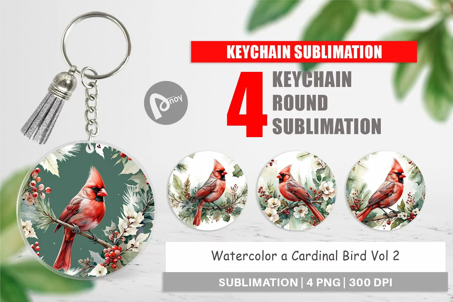 Keychain Watercolor Cardinal Bird product image 1