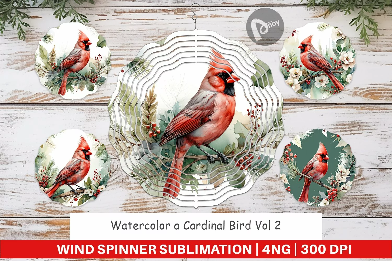 Wind Spinner Watercolor Cardinal Bird product image 1