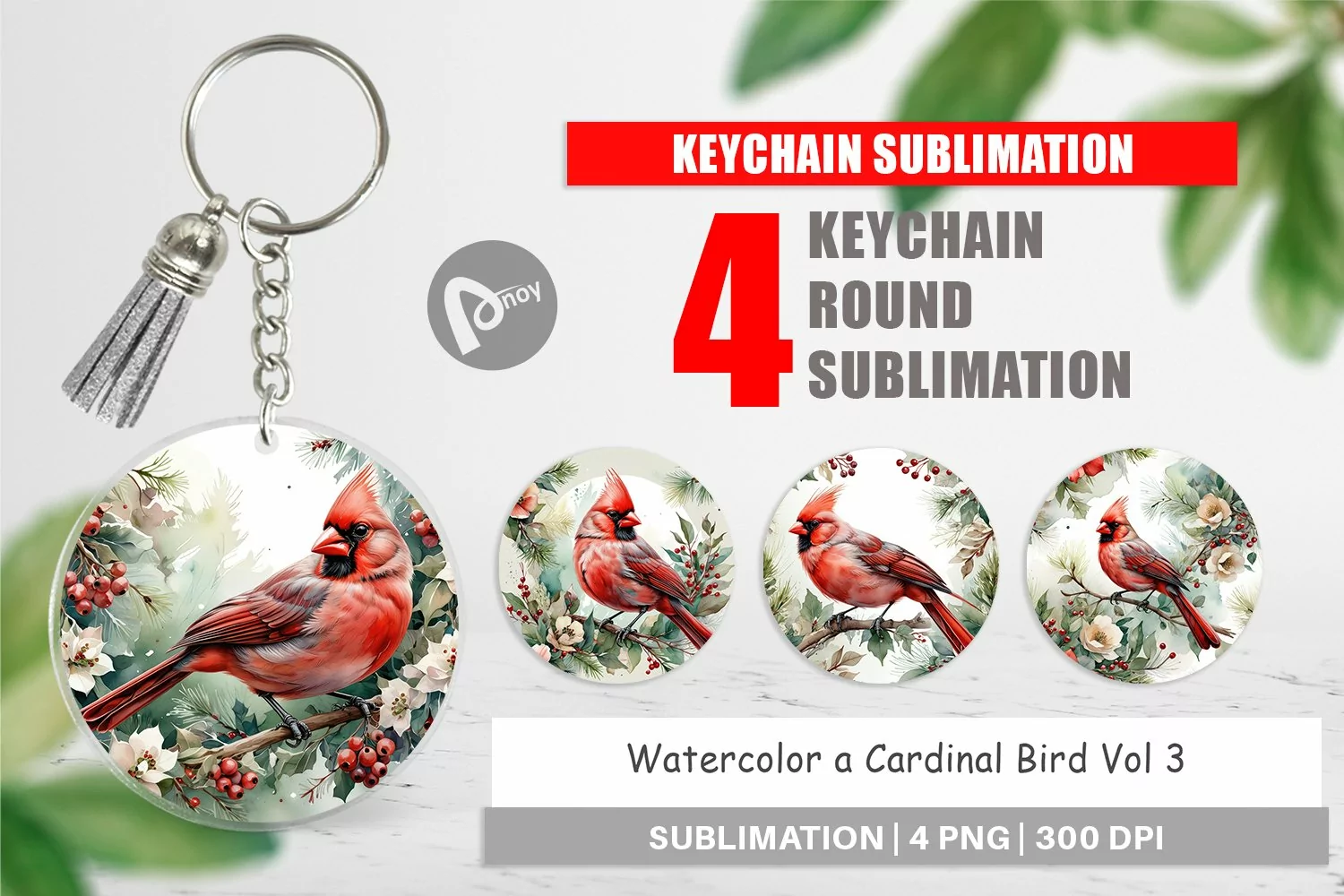 Keychain Watercolor Cardinal Bird product image 1