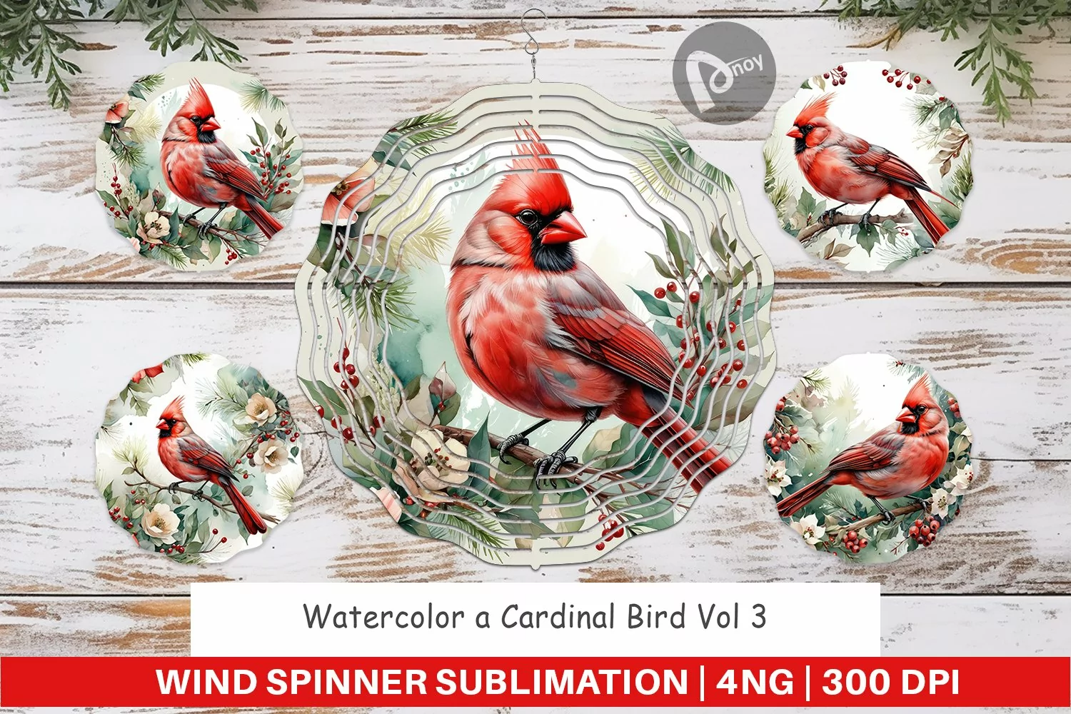 Wind Spinner Watercolor Cardinal Bird product image 1