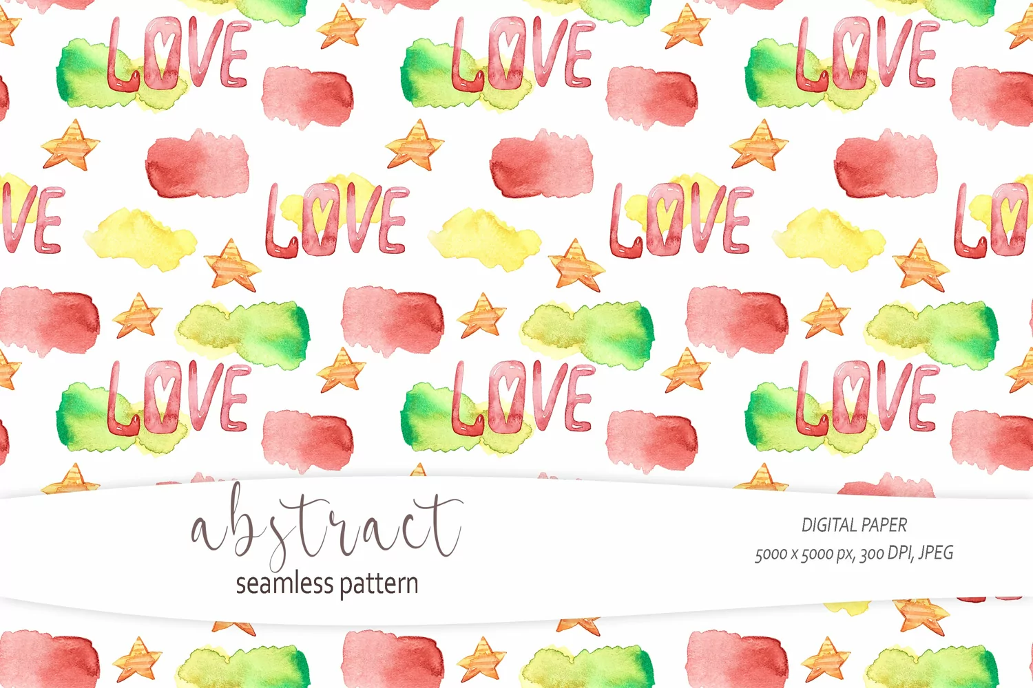 Watercolor abstract shapes seamless pattern - 1 JPEG file product image 1