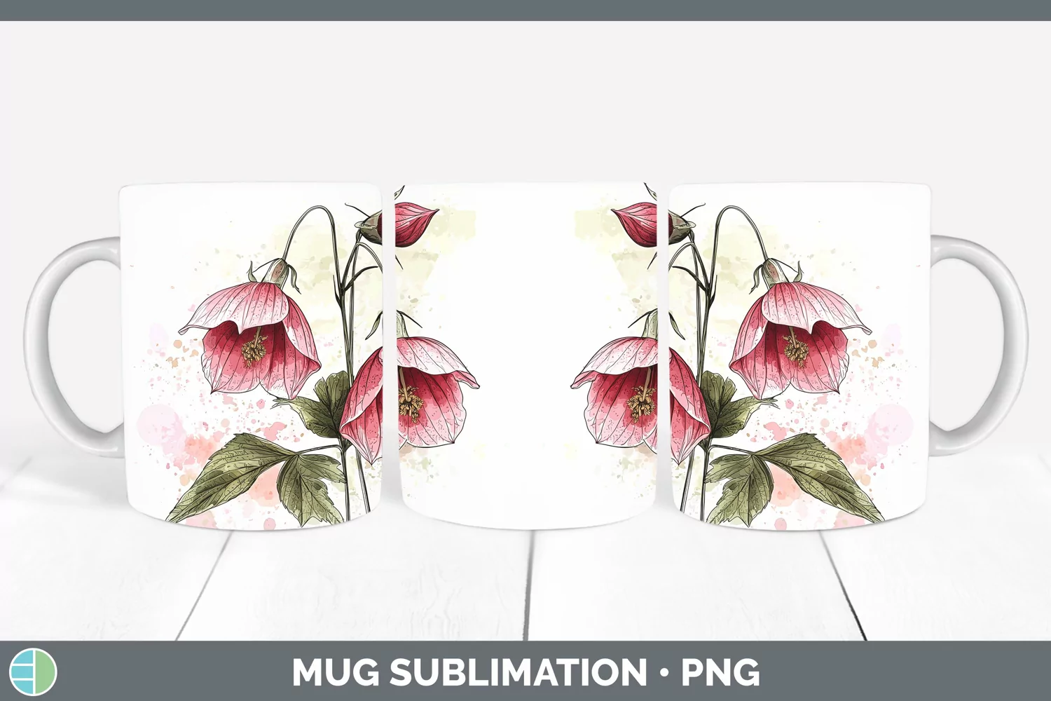 GorgeousWatercolor Mug Wrap design.
