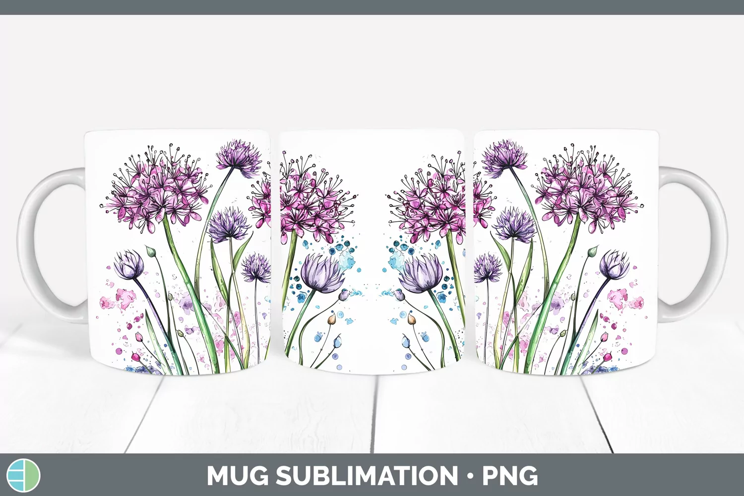 GorgeousWatercolor Mug Wrap design.
