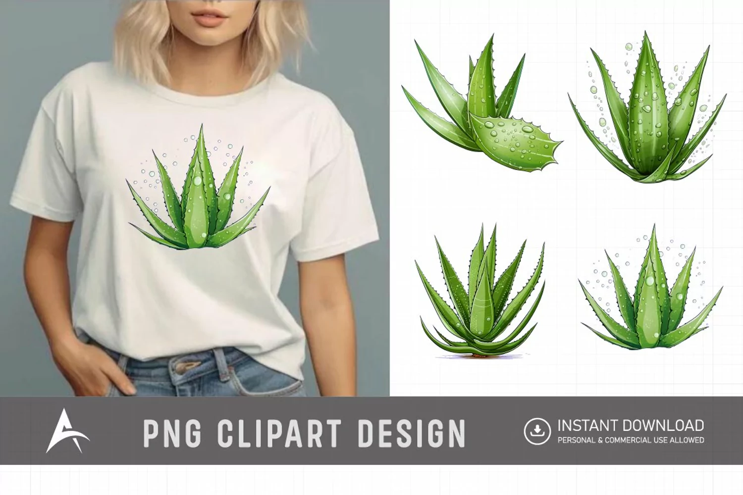 Watercolor Aloe Vera Sublimation Clipart product image 1