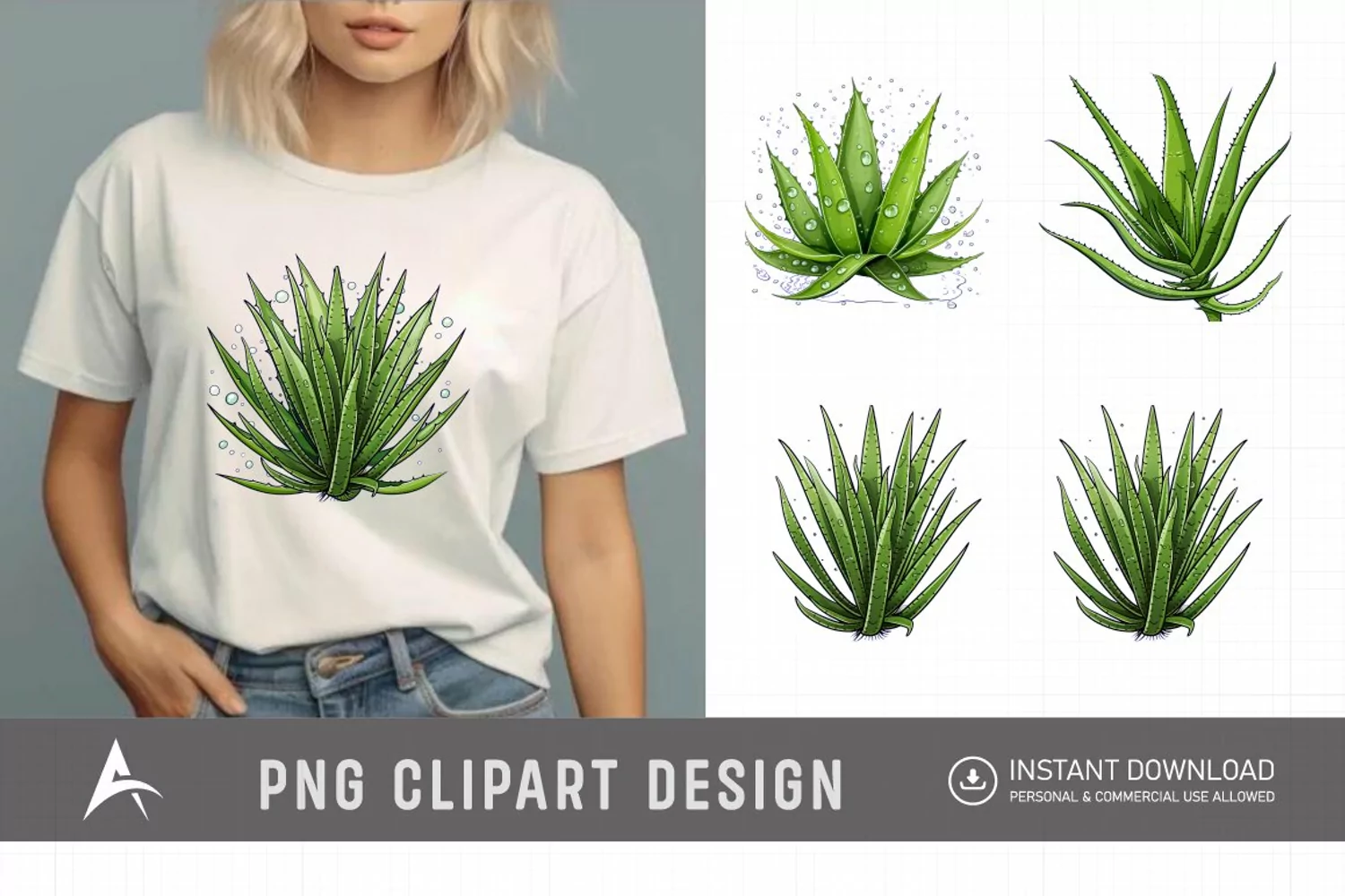 Watercolor Aloe Vera Sublimation Clipart product image 1