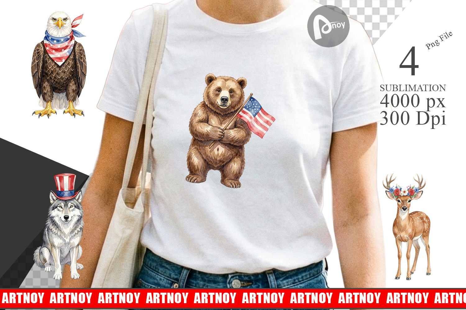 American Wildlife Patriotic Sublimation product image 1