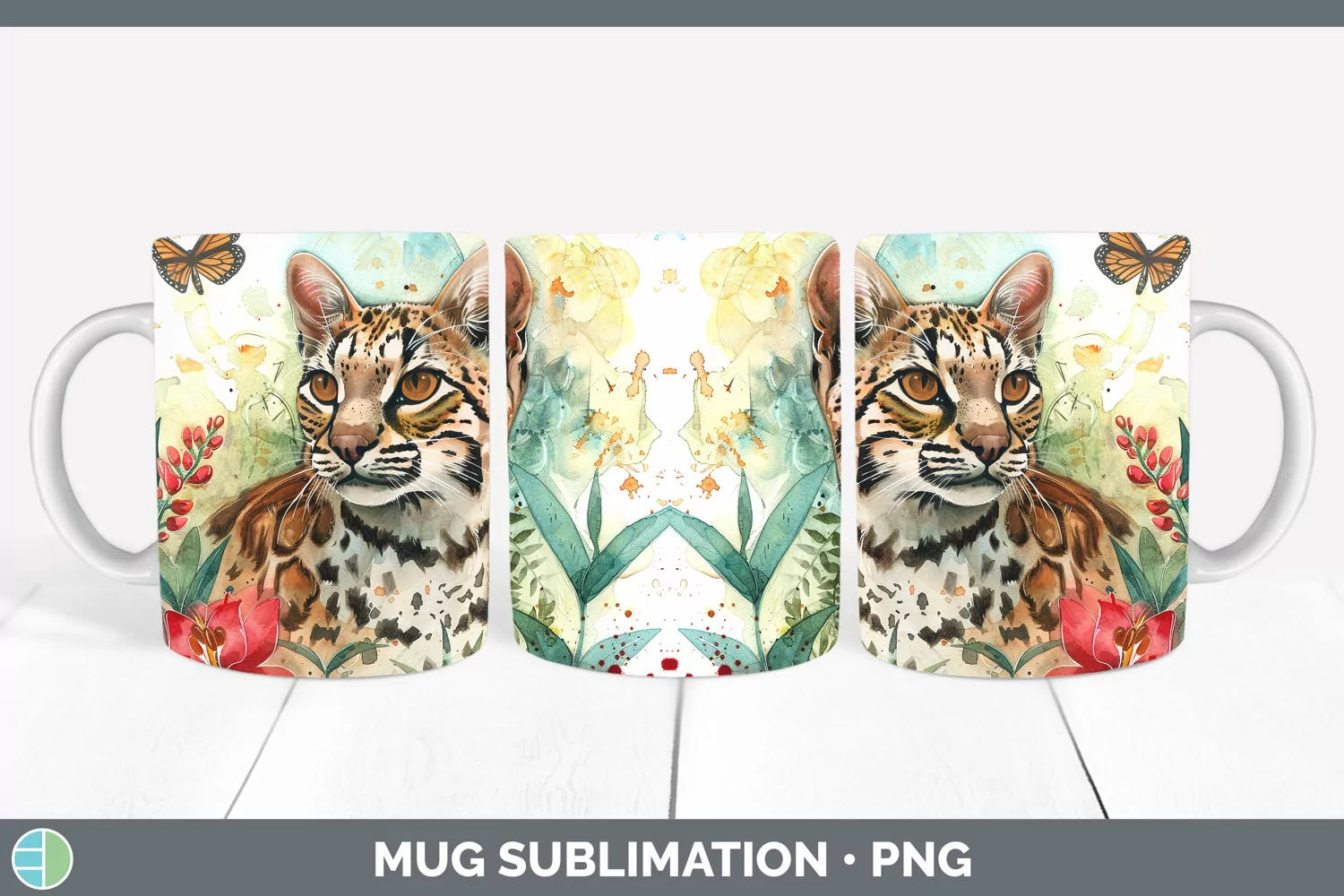 GorgeousWatercolor Mug Wrap design.