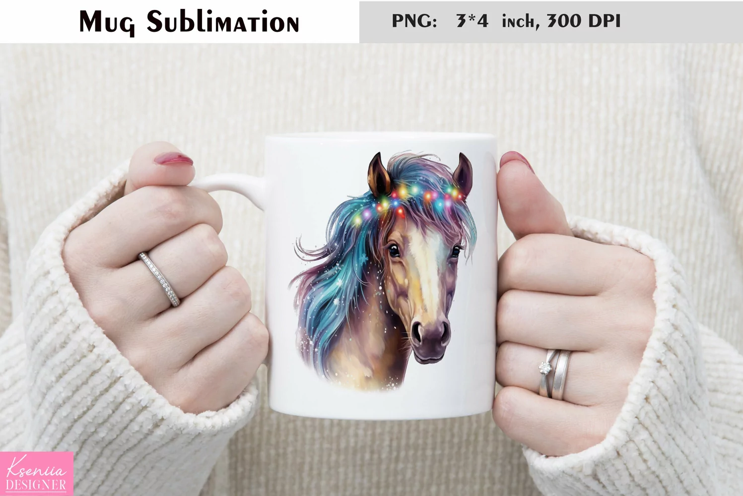 Watercolor Christmas Mug Sublimation|Cartoon Animal Design product image 1