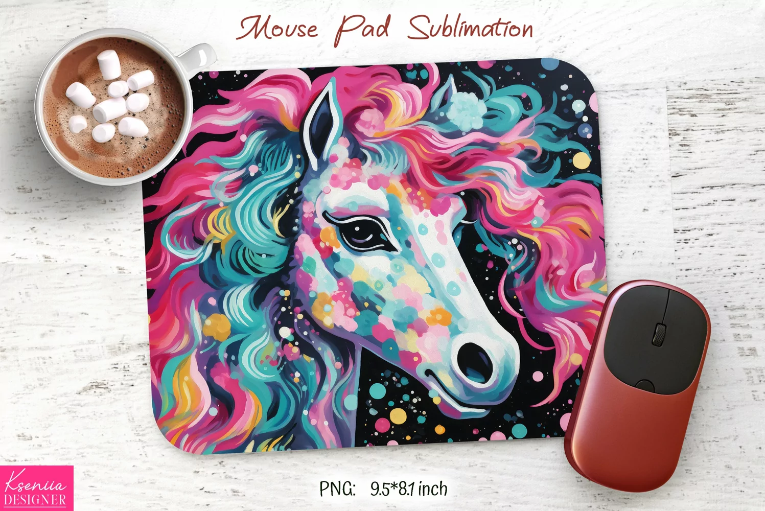 Beautiful Rainbow Horse Head|Animal Mouse Pad product image 1