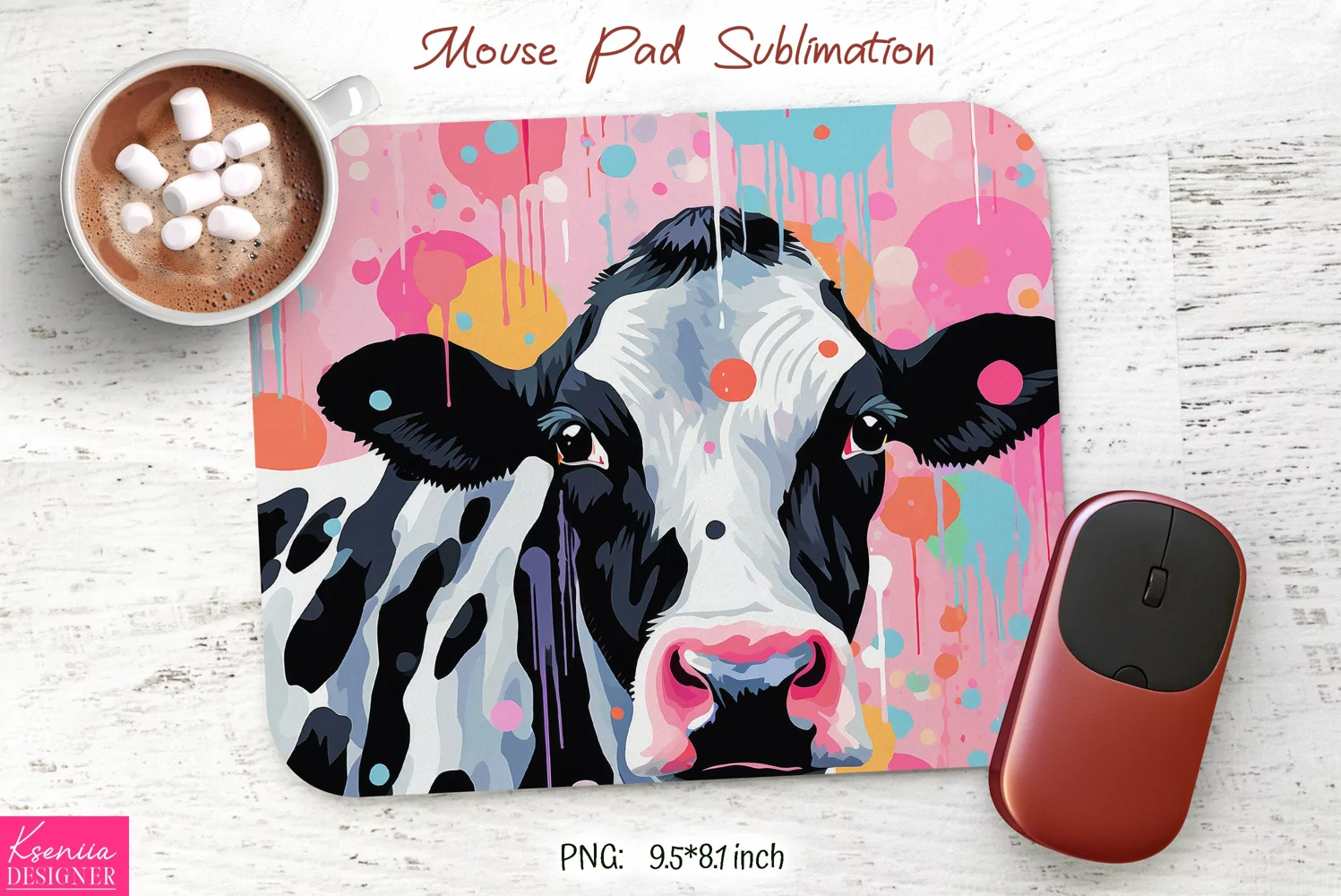 White and Black Cow |Mouse Pad Sublimation product image 1
