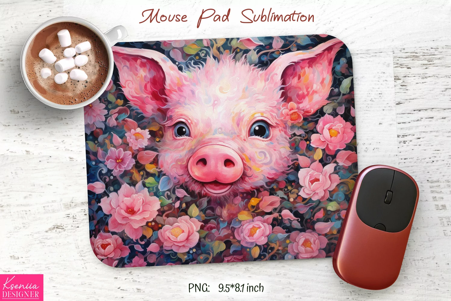 Vintage Funny Pig|Animal Mouse Pad Sublimation product image 1