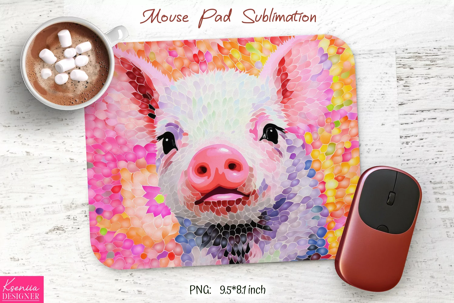 Bright Color Pig|Animal Mouse Pad Sublimation product image 1