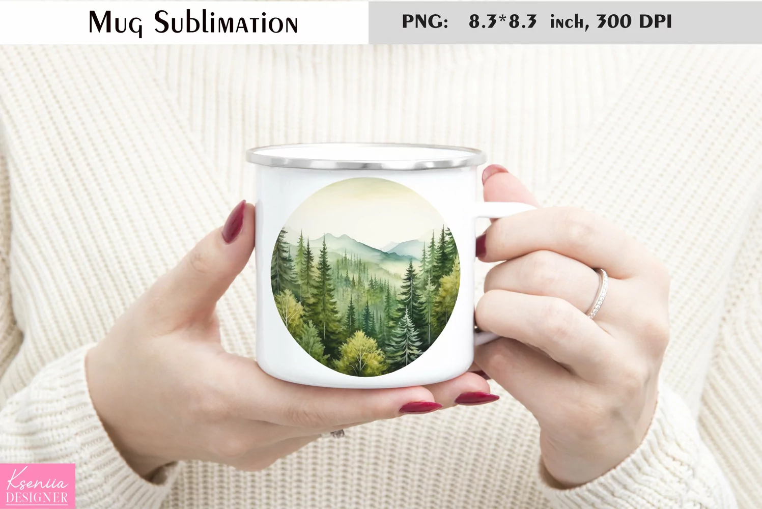 Forest and Mountains Mug Sublimation|Camping Mug Design product image 1