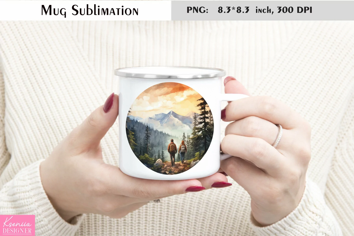 Forest and Mountains Mug Sublimation|Camping Mug Design product image 1