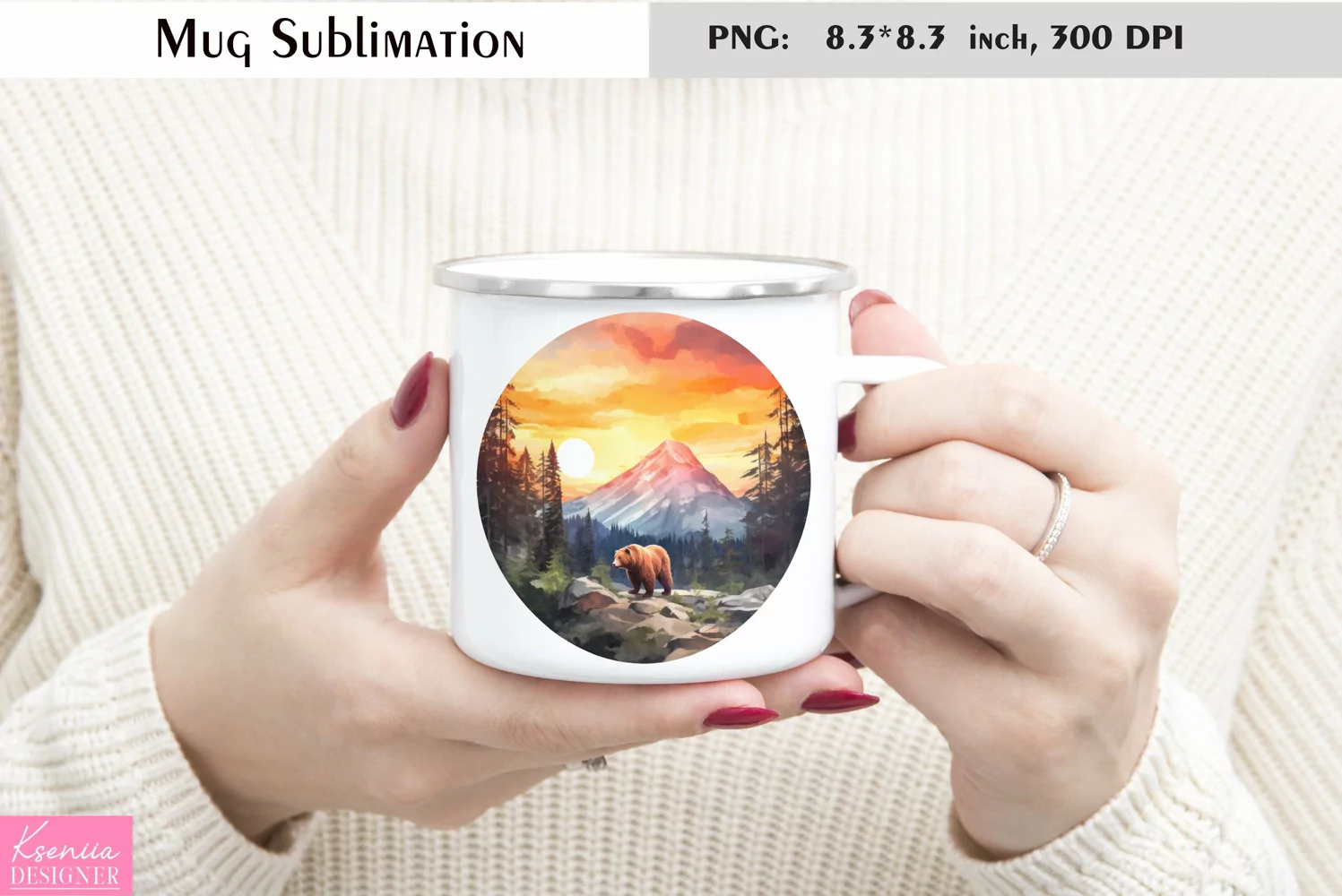 Watercolor Animal Mug Sublimation|Camping Mug Design product image 1