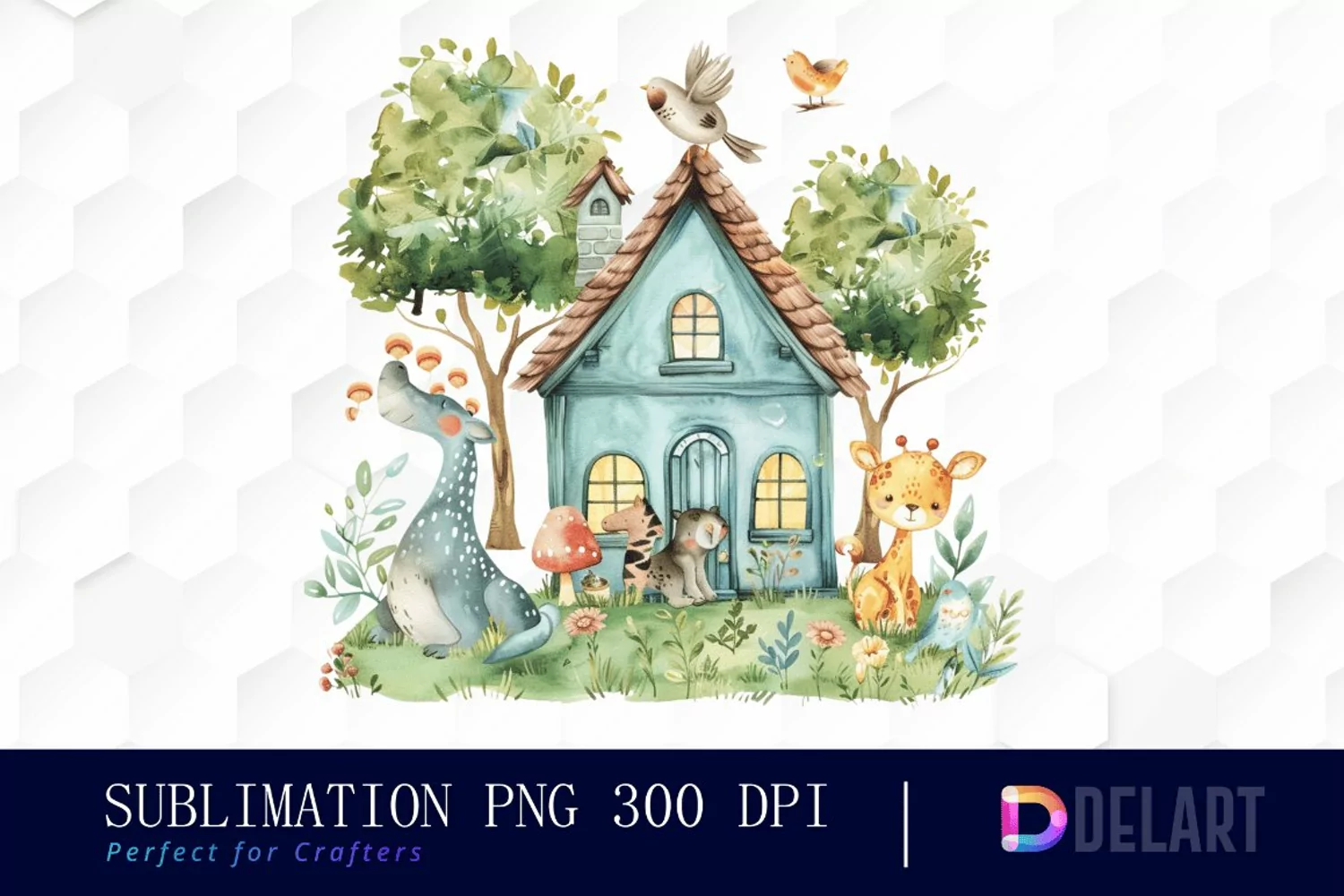 Animal House Watercolor Clipart product image 1