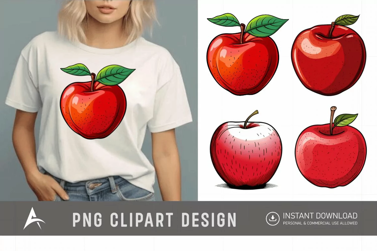 Watercolor Apple Sublimation Clipart product image 1