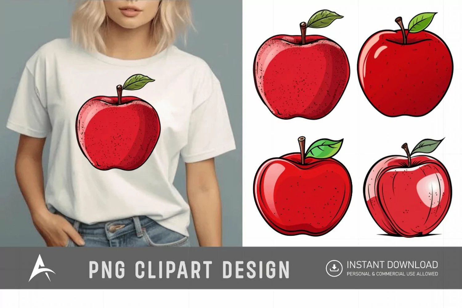 Watercolor Apple Sublimation Clipart product image 1