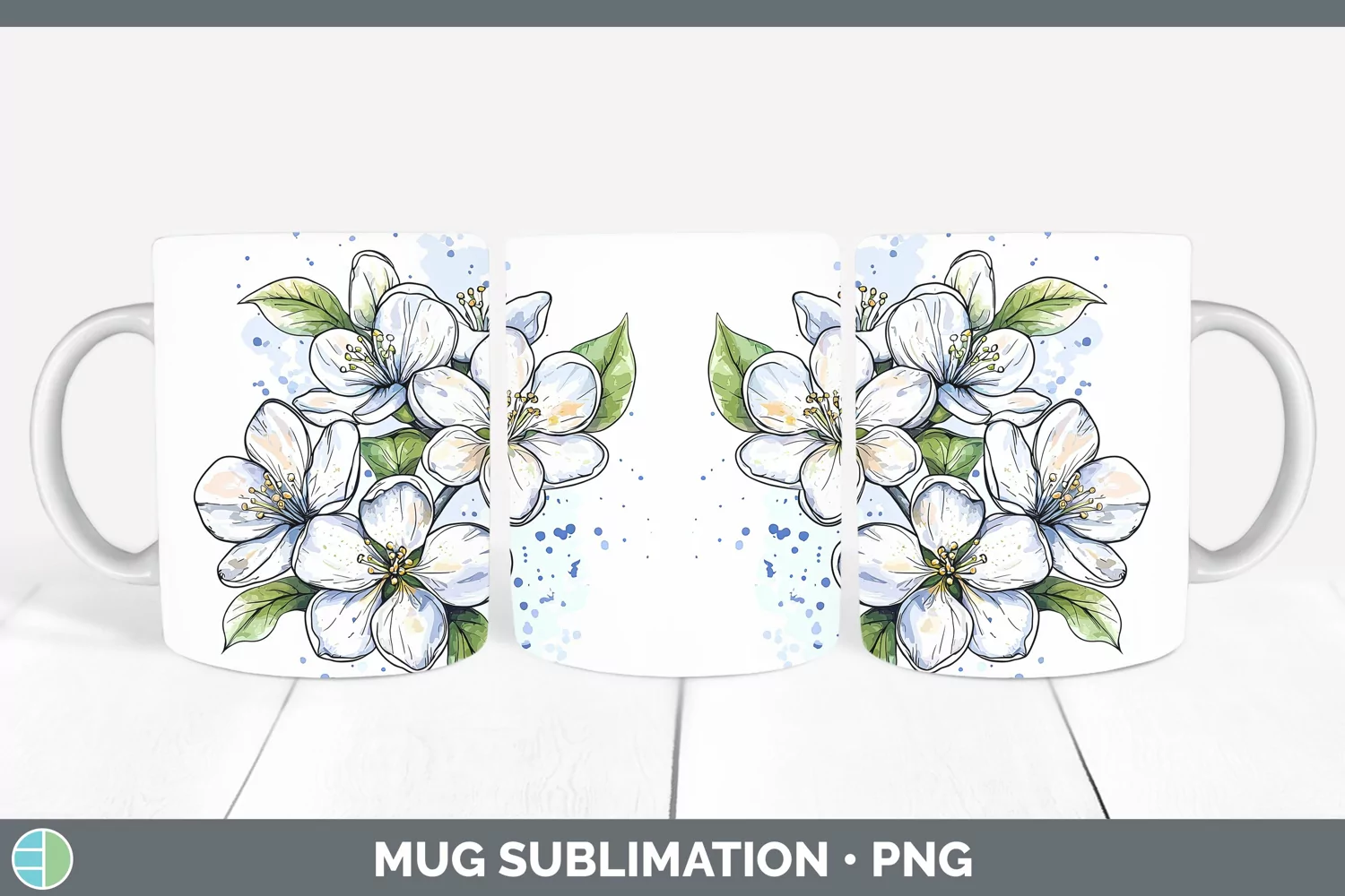 GorgeousWatercolor Mug Wrap design.