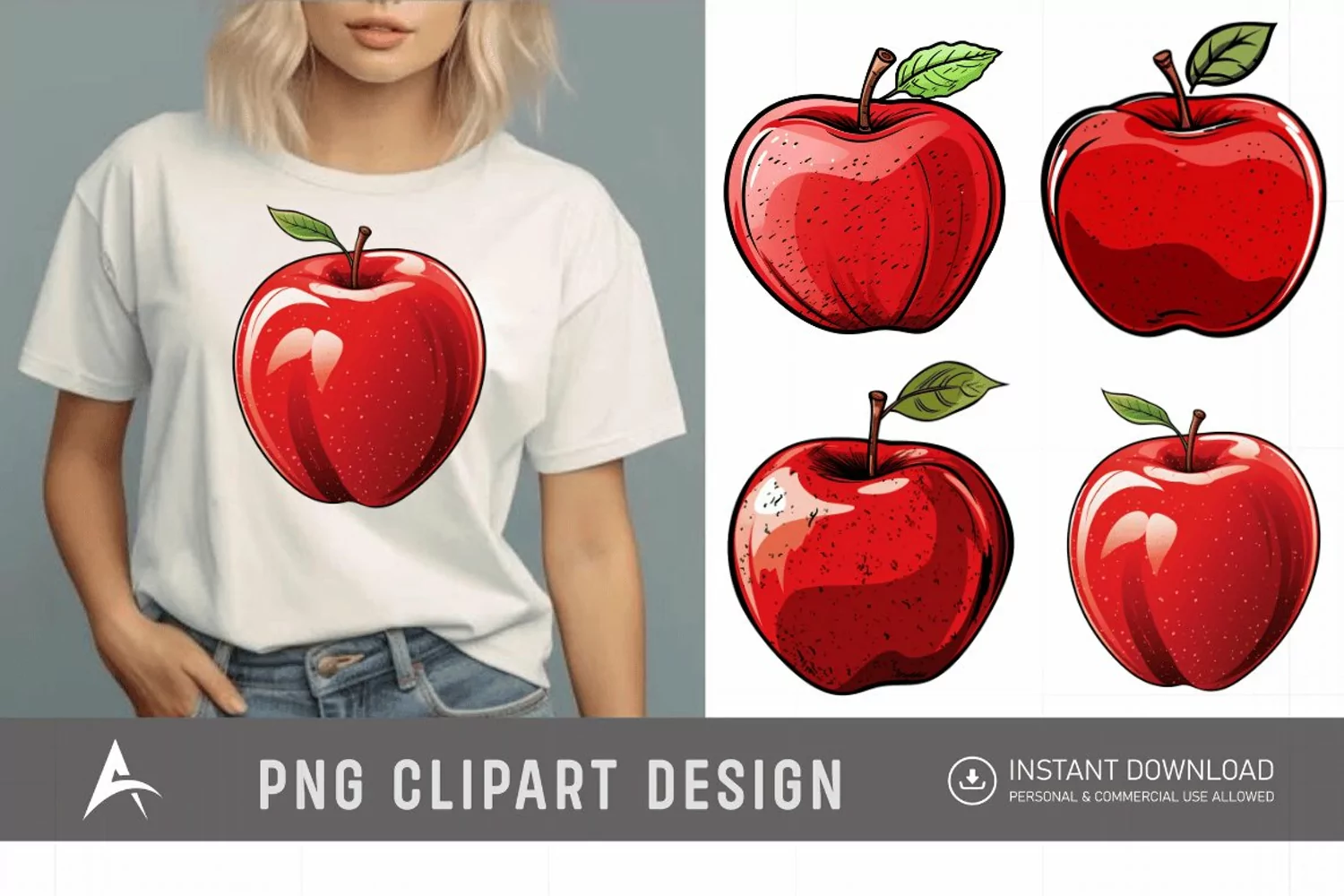 Watercolor Apple Sublimation Clipart product image 1