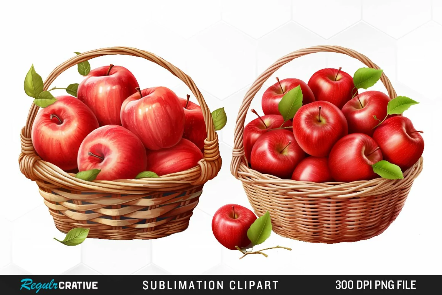 Watercolor Basket Of Apples Fun Clipart product image 1