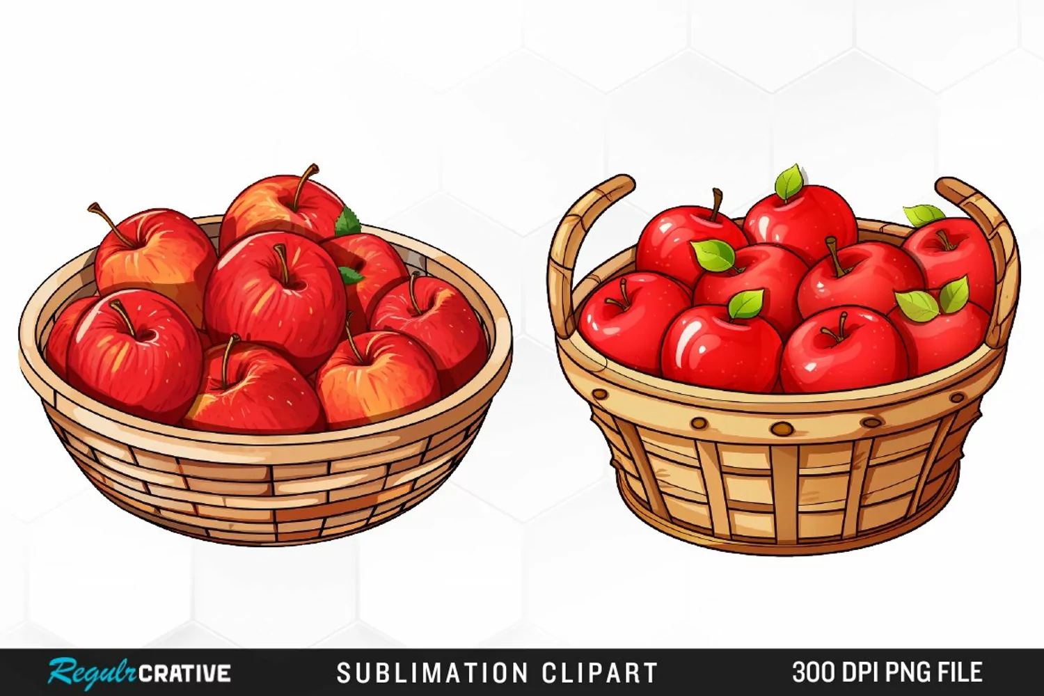 Watercolor Basket Of Apples Fun Clipart product image 1