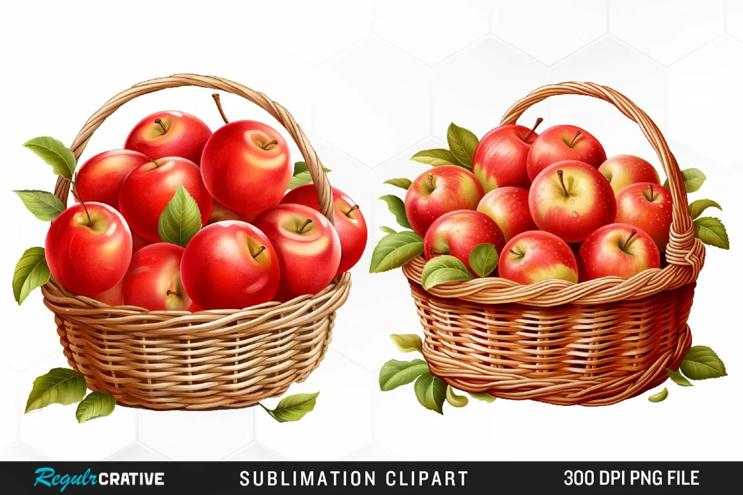 Watercolor Basket Of Apples Fun Clipart product image 1