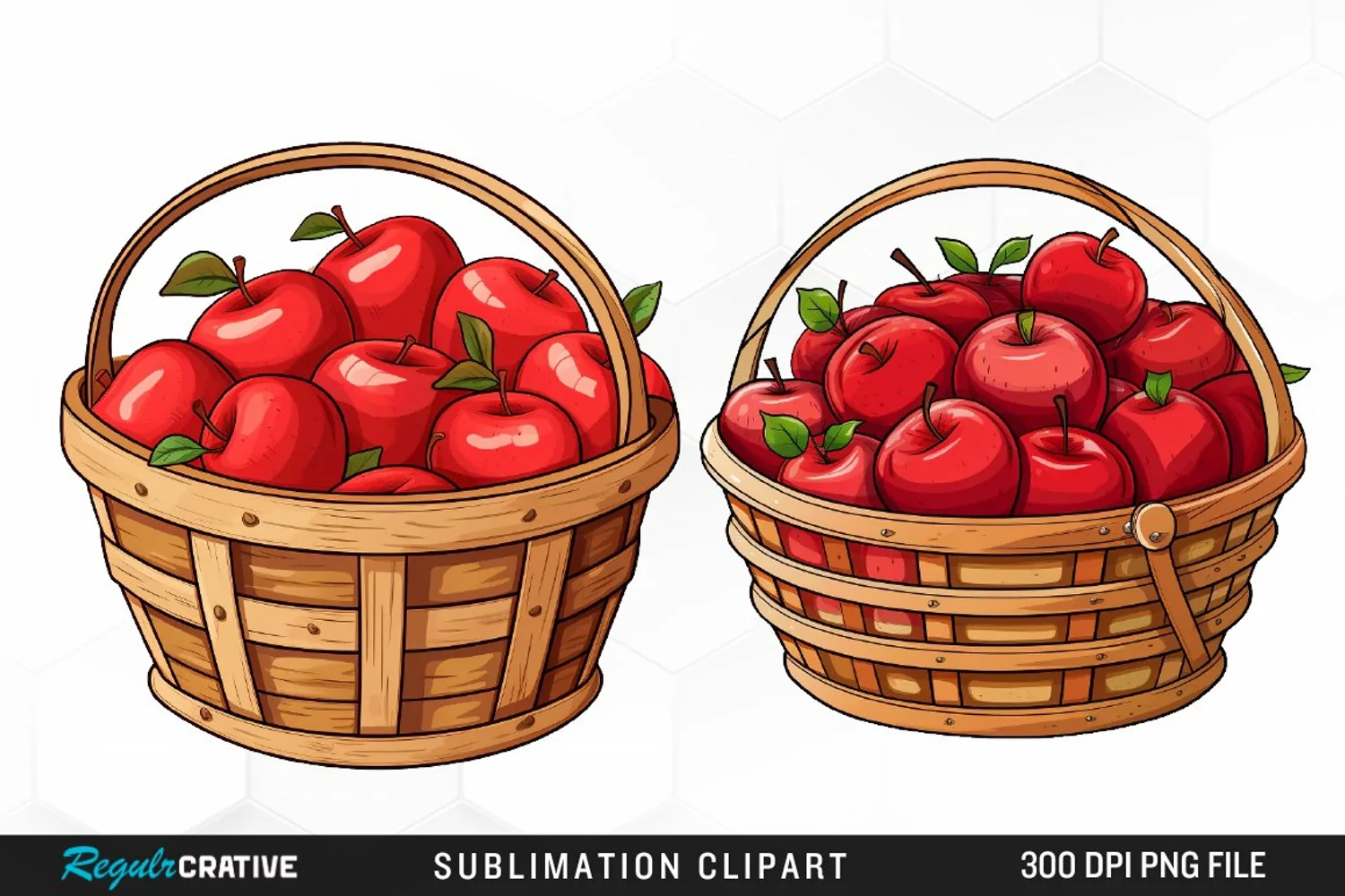 Watercolor Basket Of Apples Fun Clipart product image 1