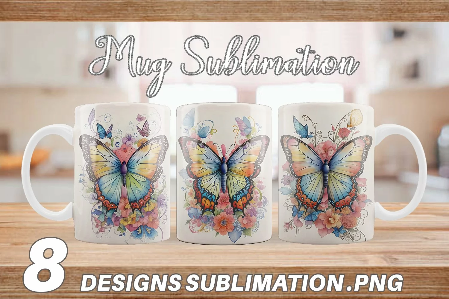 Watercolor Art Butterfly | Mug sublimation design product image 1