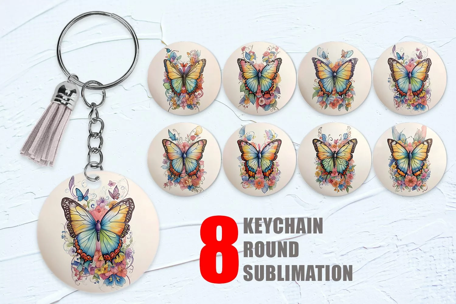 Watercolor Art Butterfly Keychain | Keyring product image 1