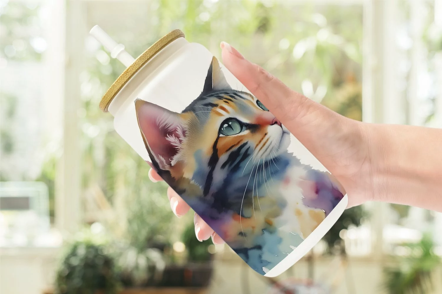 Watercolor Art Cat Glass Can Wraps product image 1