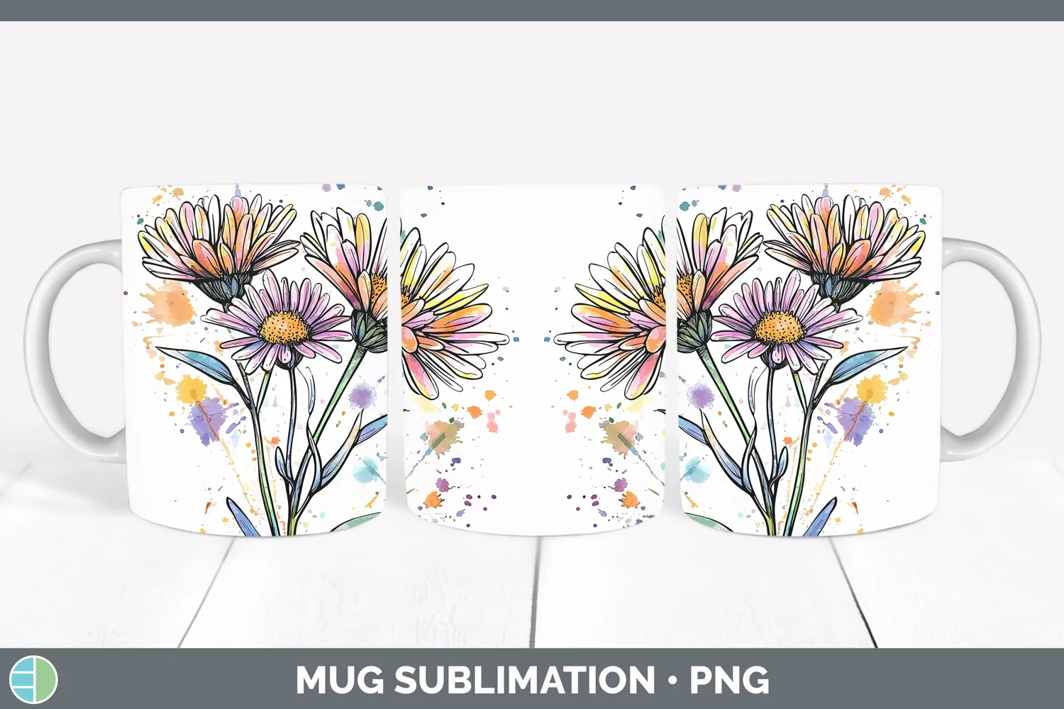 GorgeousWatercolor Mug Wrap design.