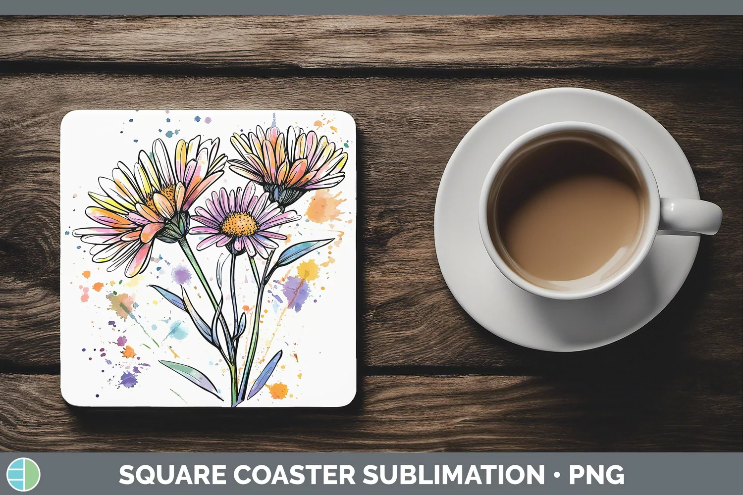 GorgeousWatercolor Square Coaster design.