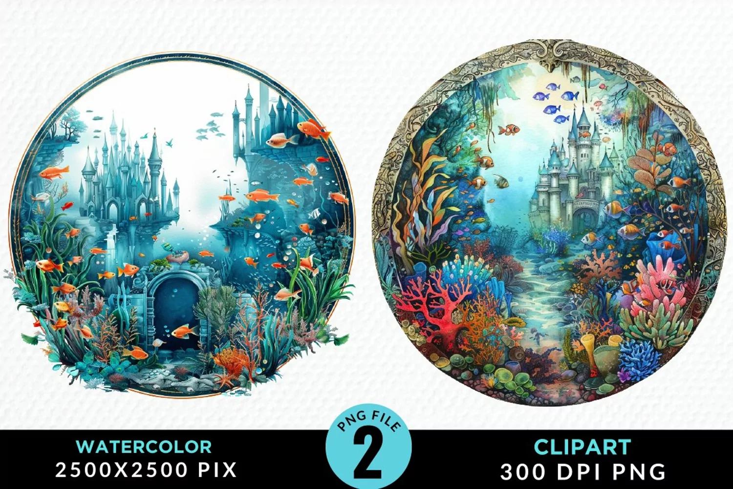 Watercolor Atlantis Sea Witch Clipart product image 1