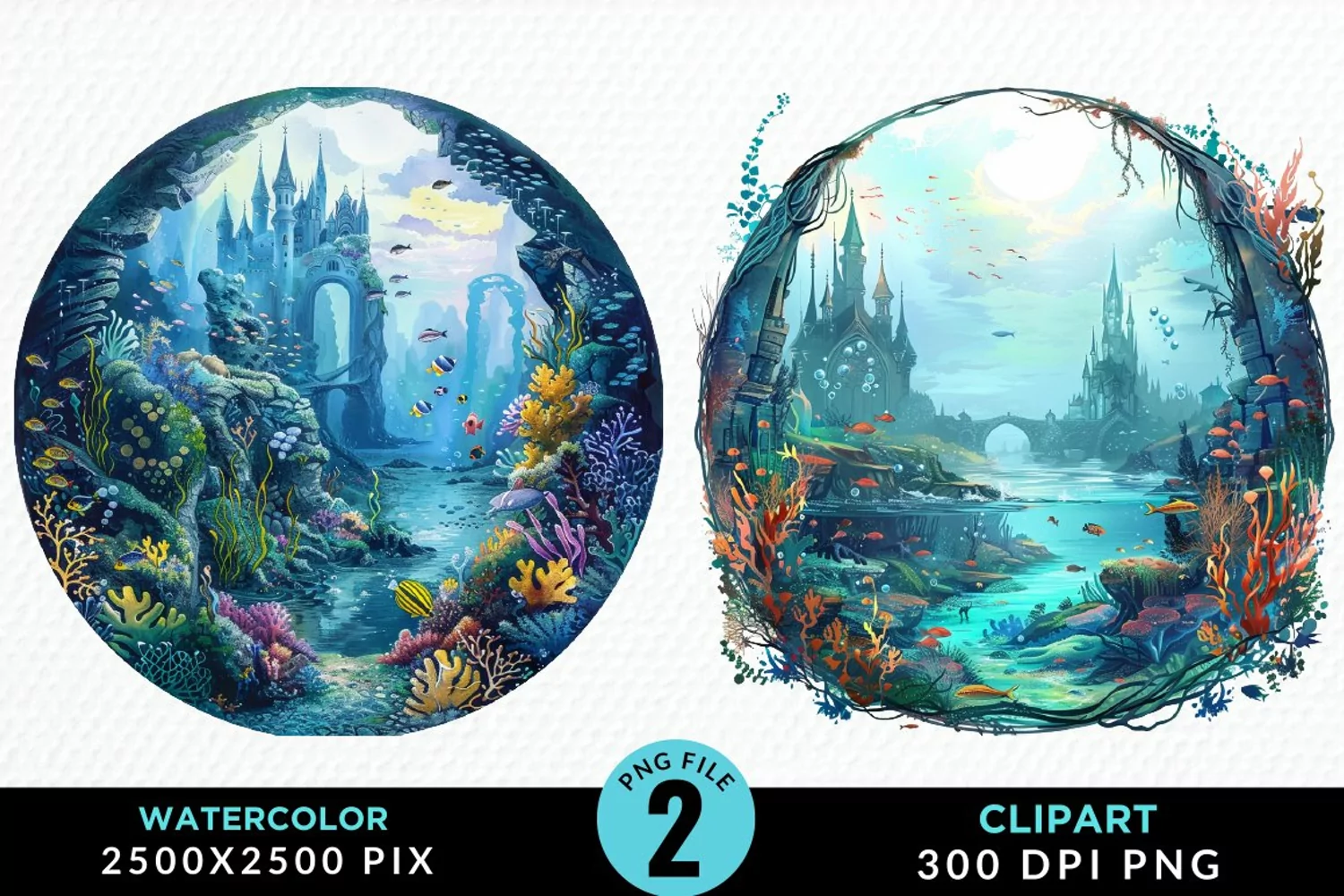 Watercolor Atlantis Sea Witch Clipart product image 1