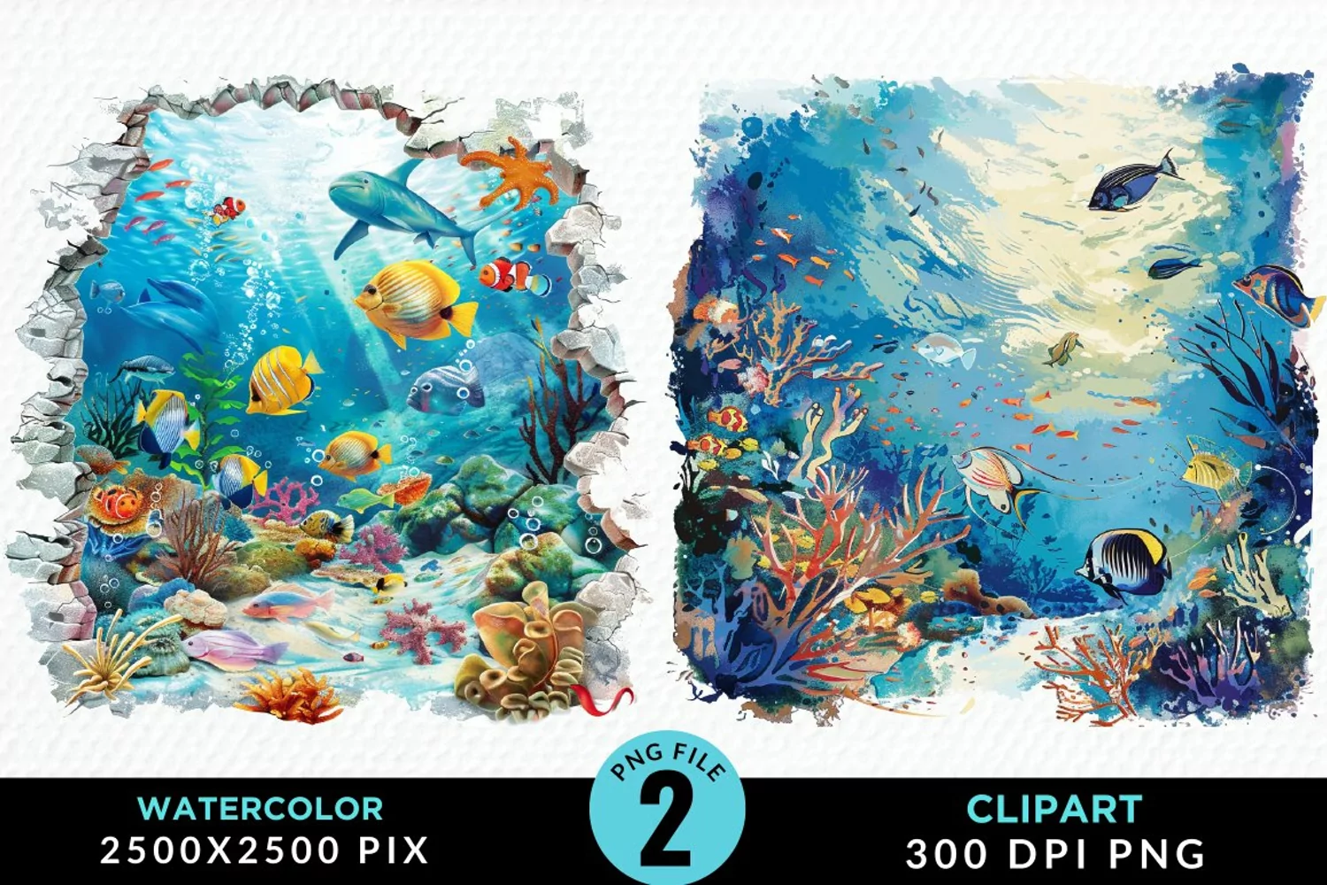 Watercolor Atlantis Sea Witch Clipart product image 1