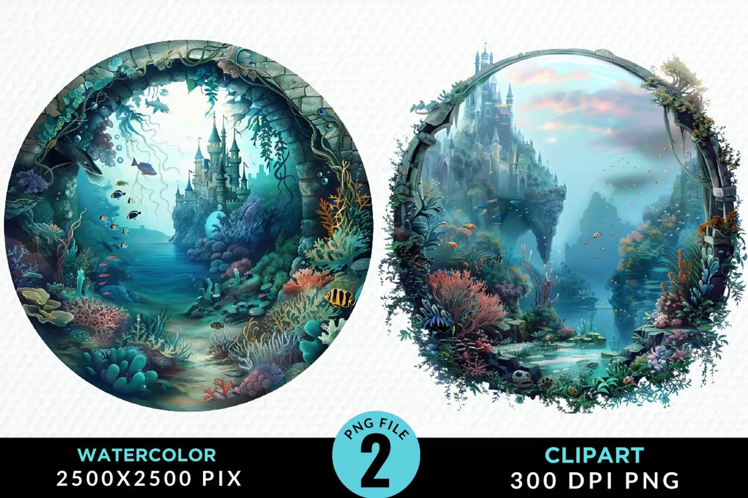 Watercolor Atlantis Sea Witch Art Clipart product image 1