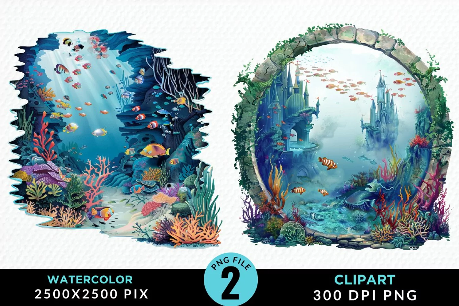 Watercolor Atlantis Sea Witch Clipart product image 1