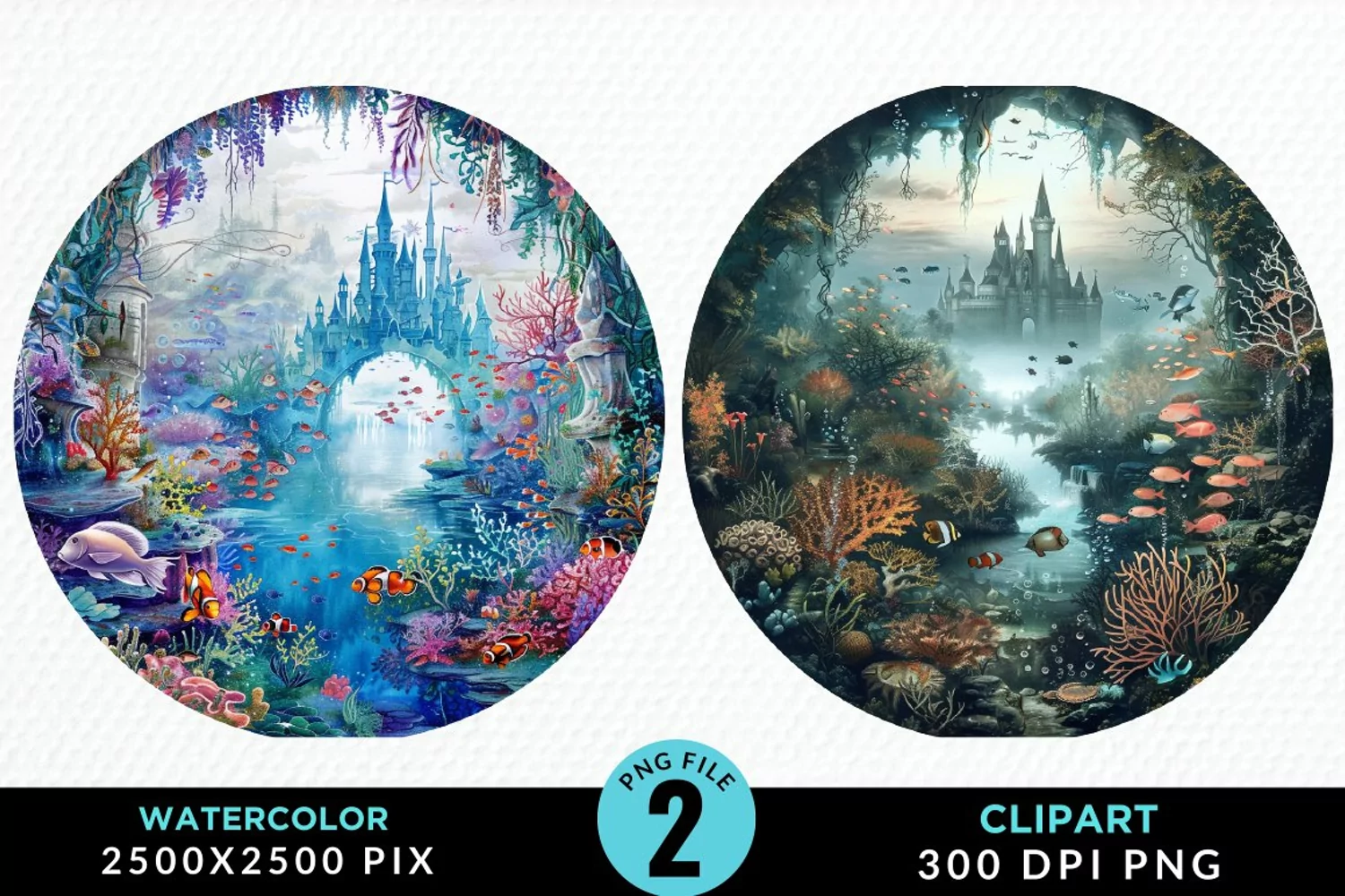 Watercolor Atlantis Sea Witch Clipart product image 1