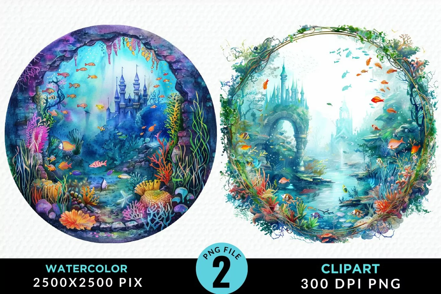 Watercolor Atlantis Sea Witch Clipart product image 1