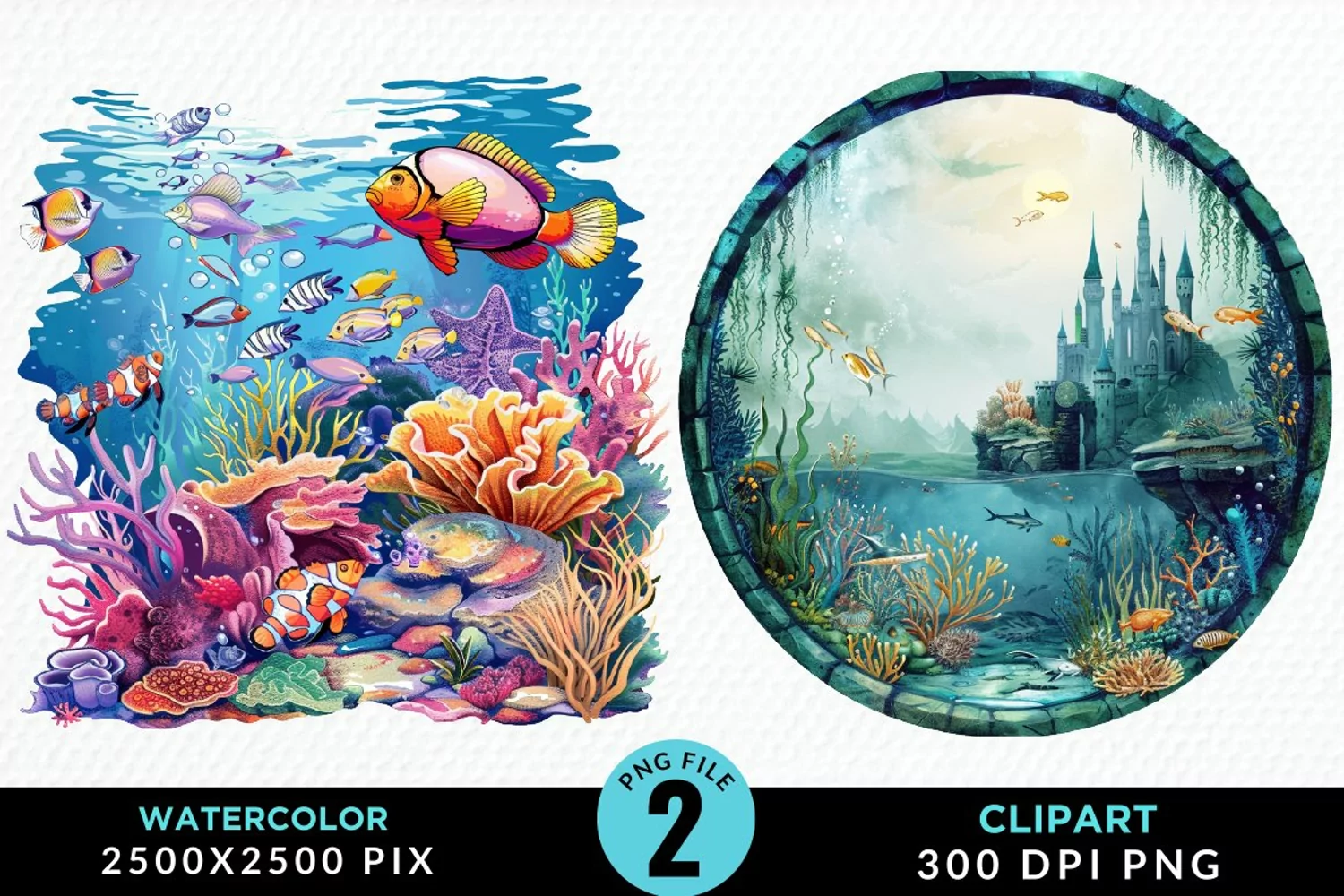 Watercolor Atlantis Sea Witch Clipart product image 1