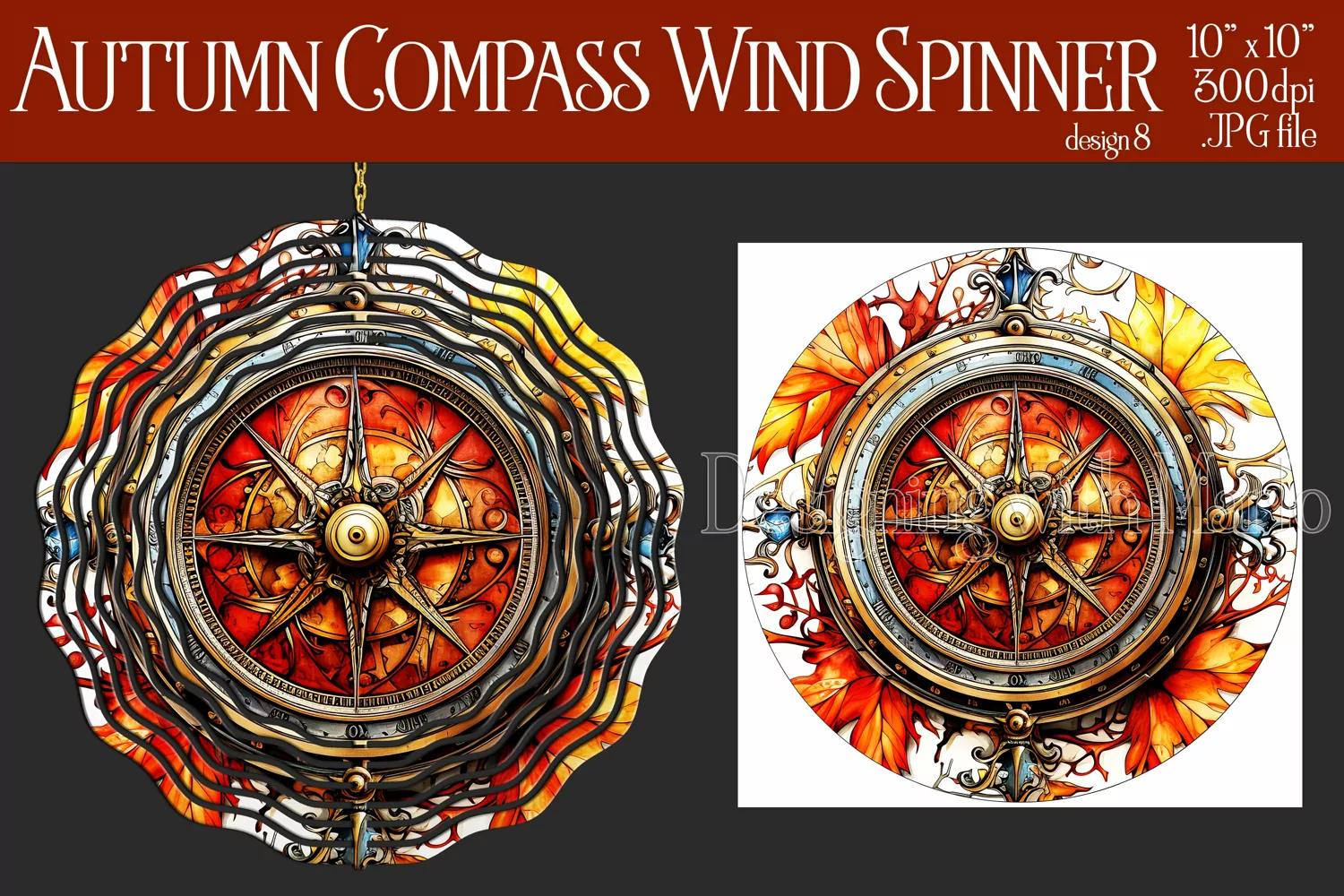 Autumn Wind Spinner, Sublimation Autumn Compass Wind Spinner product image 1
