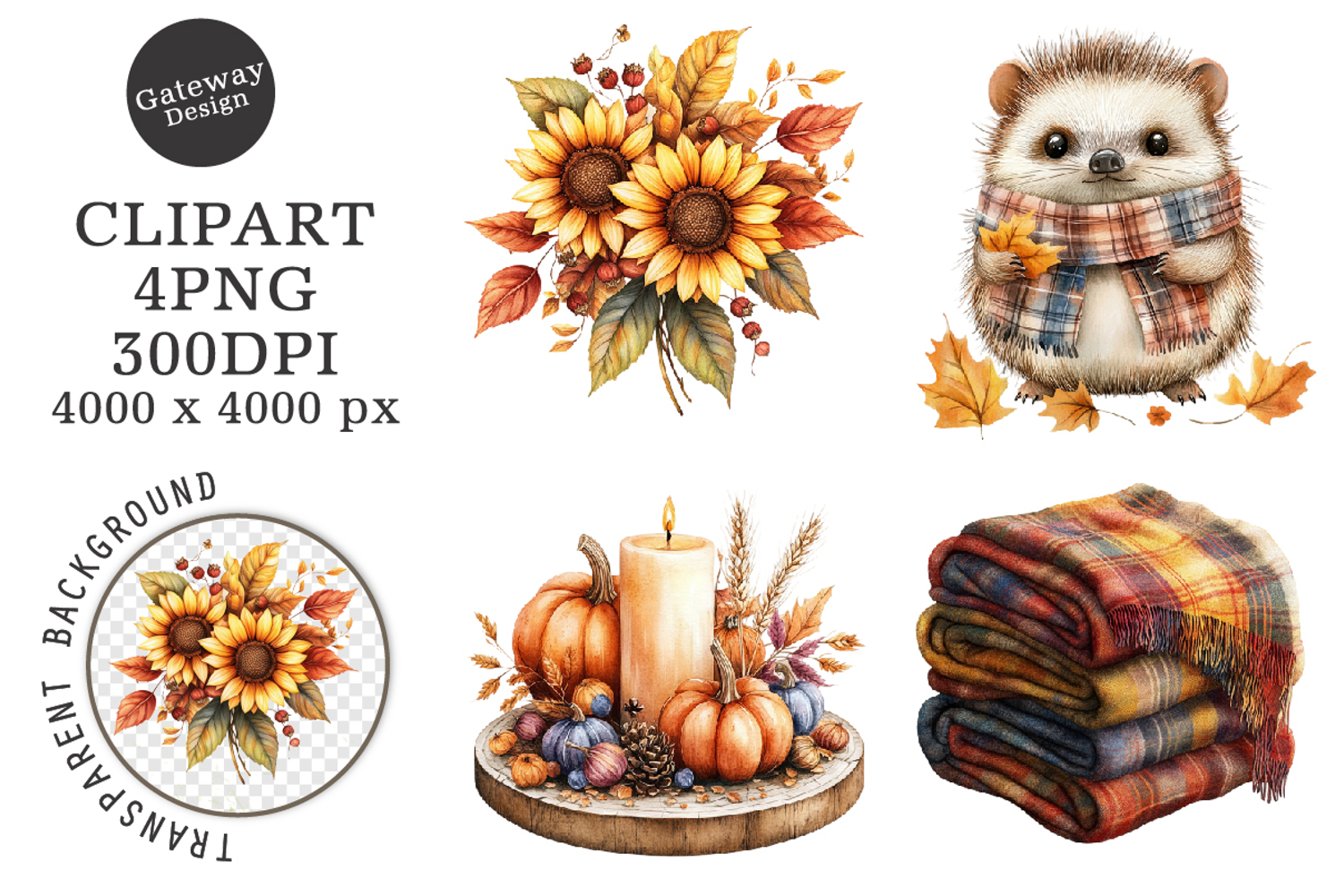 Watercolor Autumn Fall Vibes Clipart product image 1