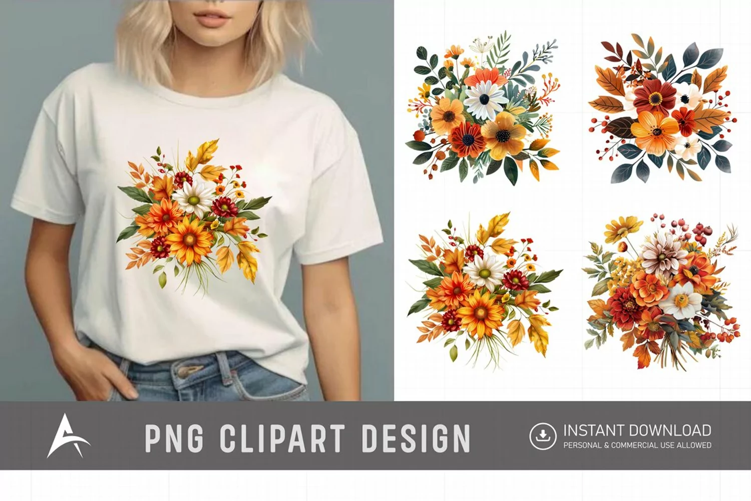 Watercolor Autumn Garden Floral Clipart product image 1