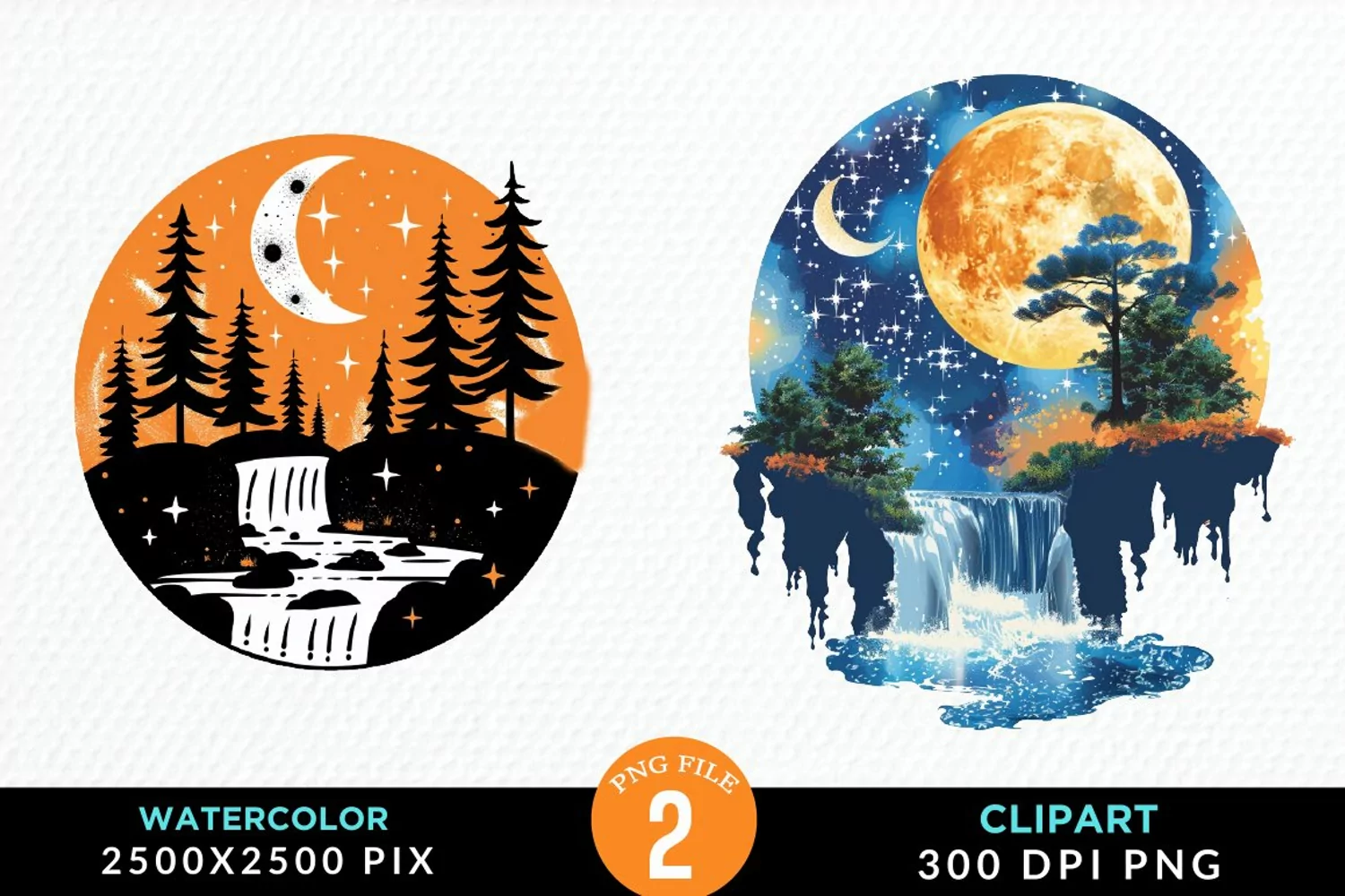 Watercolor Autumn Harvest Moons Clipart product image 1