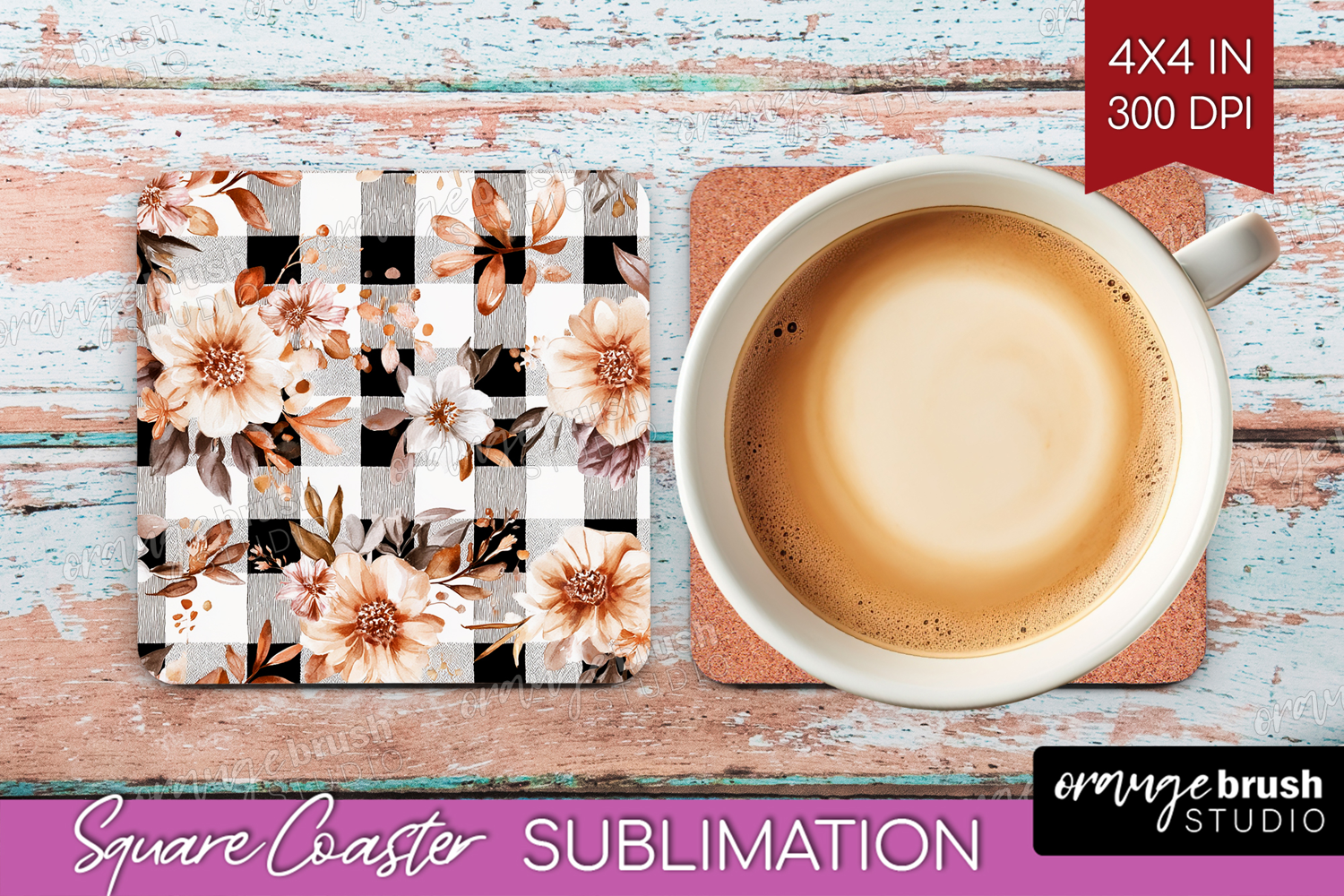 Cozy Autumn Square Coaster - Harvest Season Coaster PNG product image 1