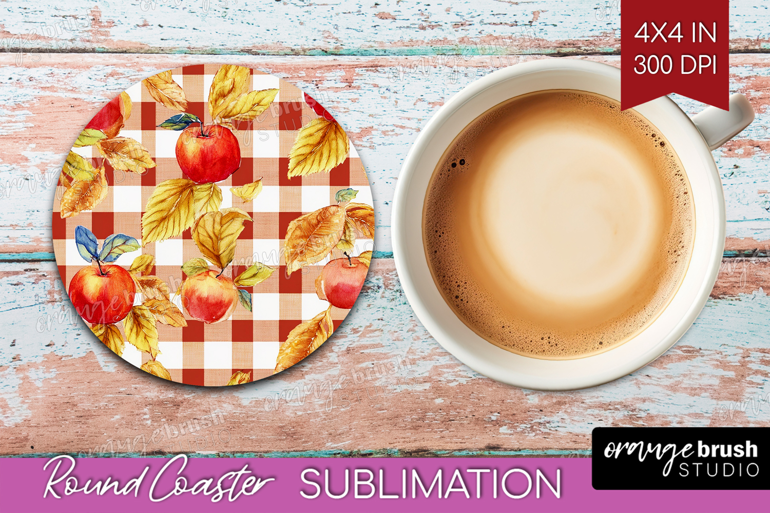 Cozy Autumn Round Coaster - Harvest Season Coaster PNG product image 1
